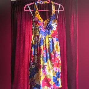 Bisou Bisou Blue and Yellow Patterned Dress